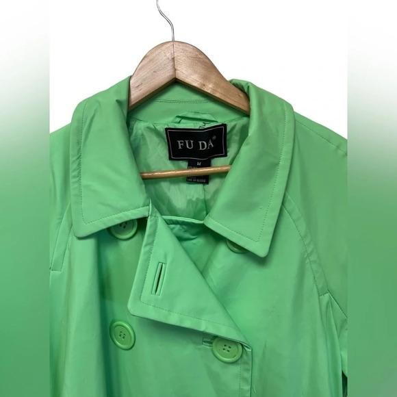 FU DA waterproof green trench coat - Picture 3 of 6